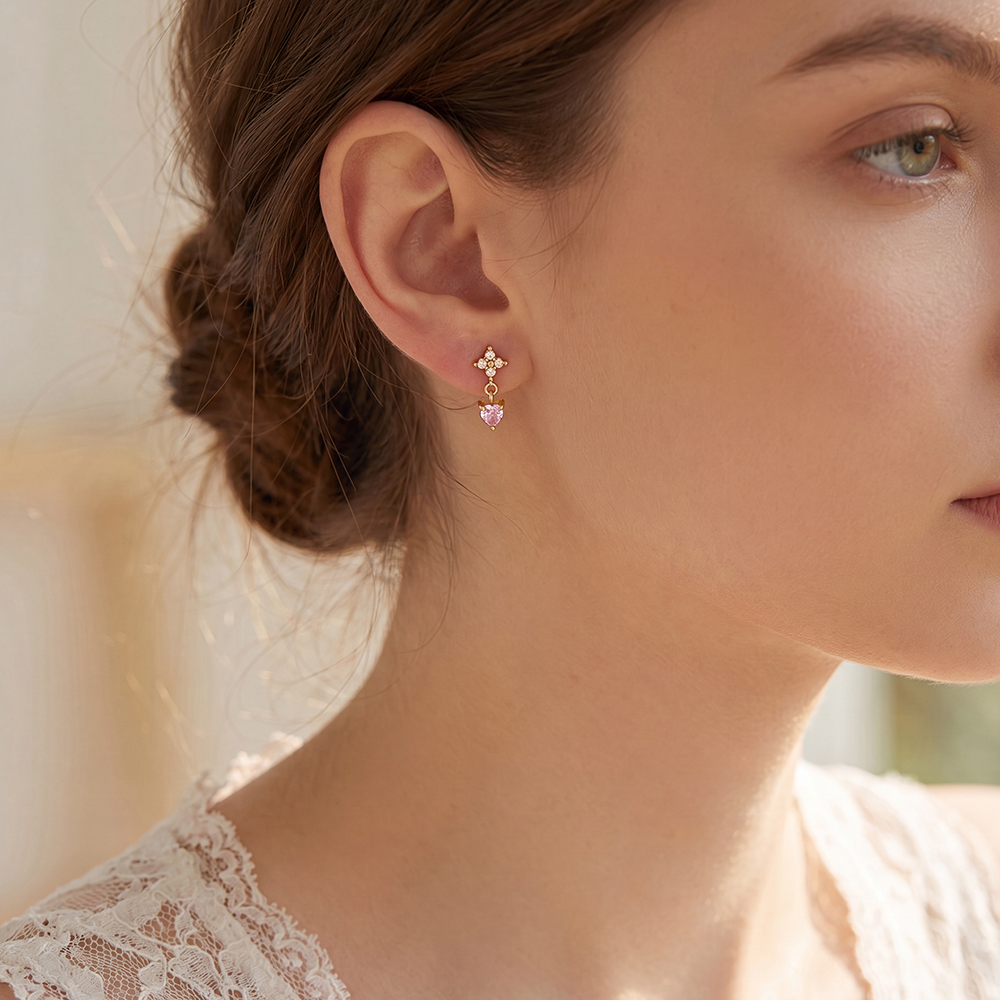 Edelstahl Ohrringe 11mm Mini Zirkonia Blumen Kleeblatt Herzförmig