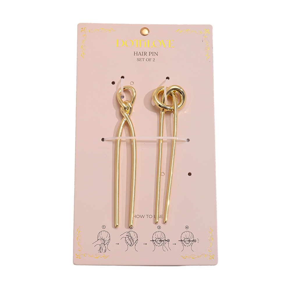 12.5cm 2Stk. golden Knotendesign Haarnadel Set   