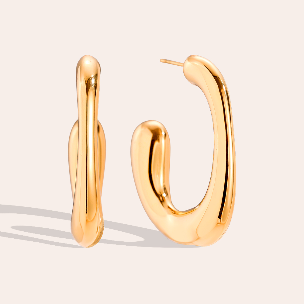 Edelstahl Ohrringe 40mm Fine Half Egg Hoop