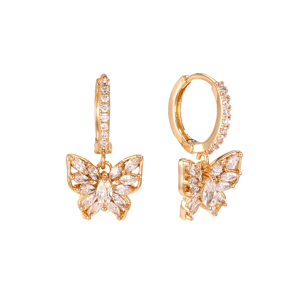 Vergoldete Ohrringe 22mm Zirkonia Schmetterling