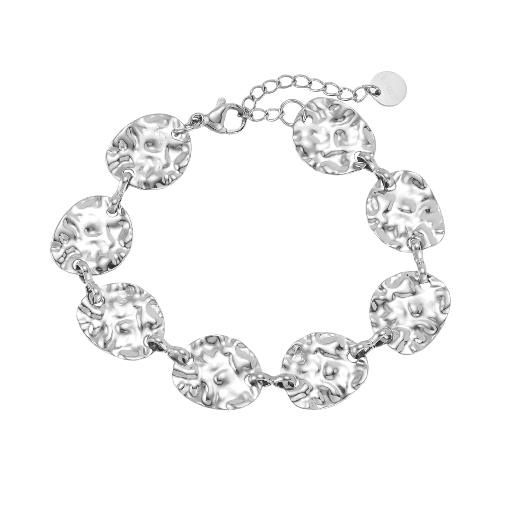 Edelstahl Armband 17cm unregelmäßige ovale Plättchen