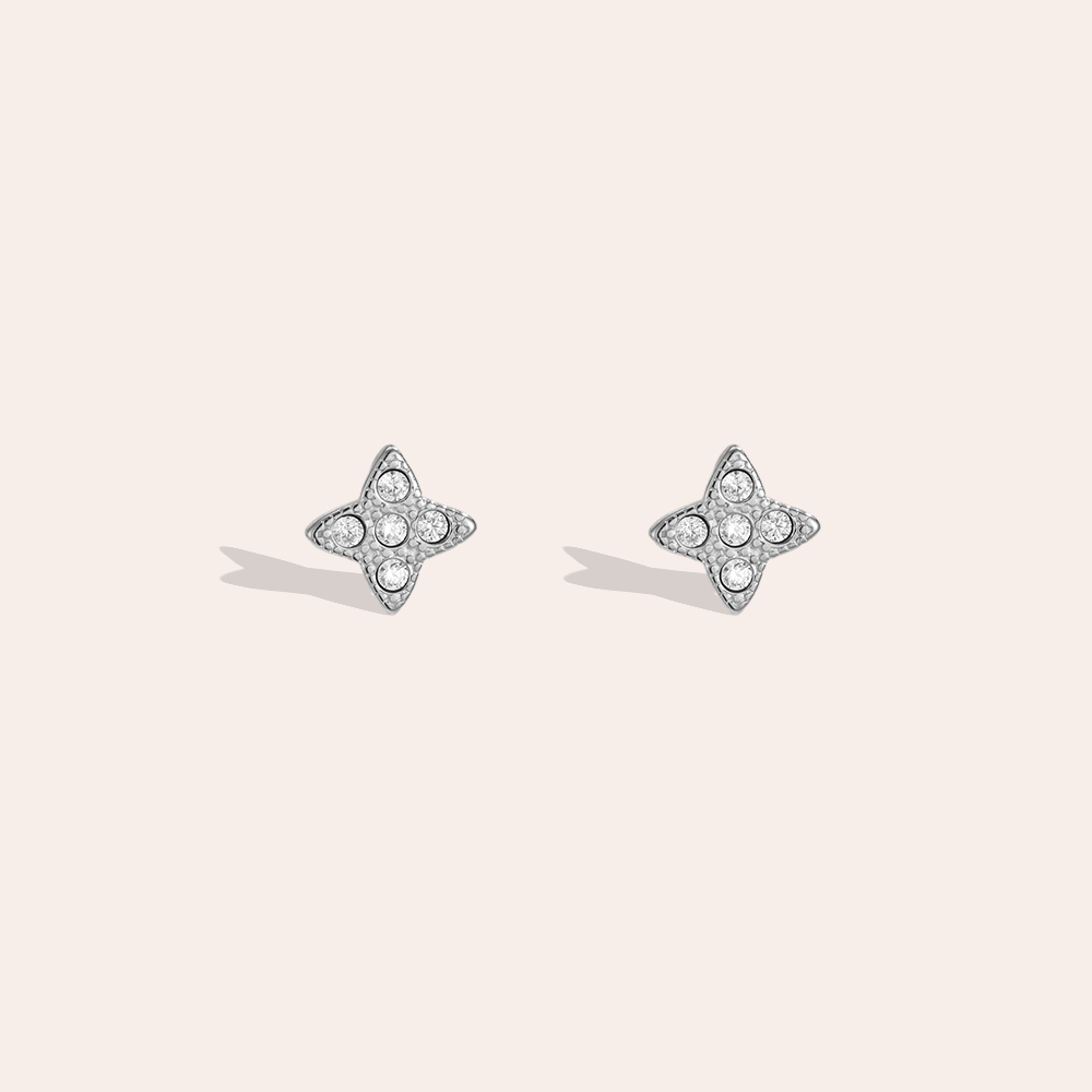 Edelstahl Ohrringe 5mm Feiner Zirkonia Kleeblatt