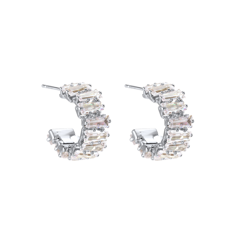 Vergoldete Ohrringe 18mm Viele funkelnde Zirkonia