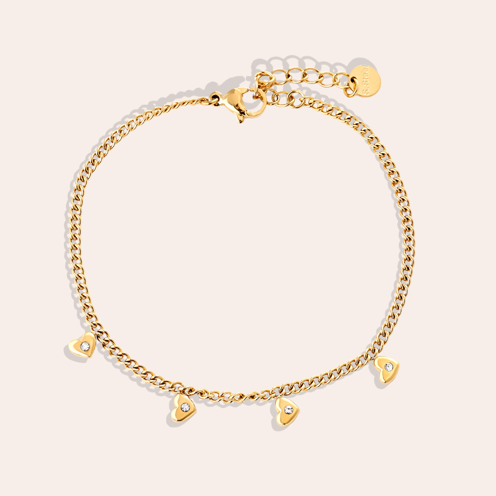 Edelstahl Armband 17cm Mini Hearts With Diamond