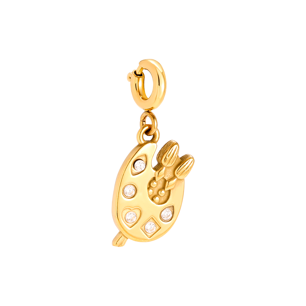 Edelstahl Pendant 1.5cm Spring Clasp Diamond Palette