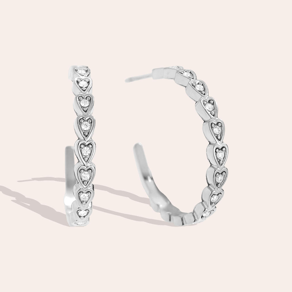 Edelstahl Ohrringe 2.2cm Mini Hearts Hoop