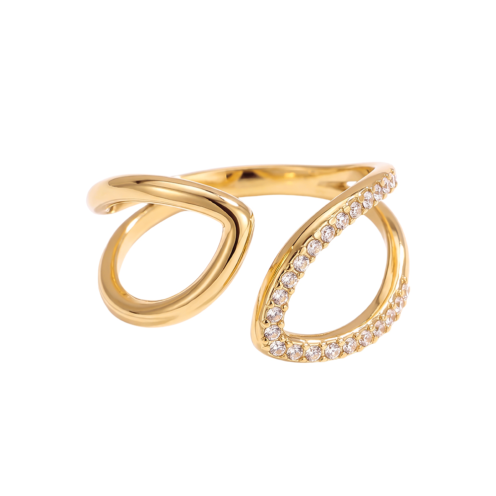 Edelstahl Ring Verstellbarer designstark Zirkonia  