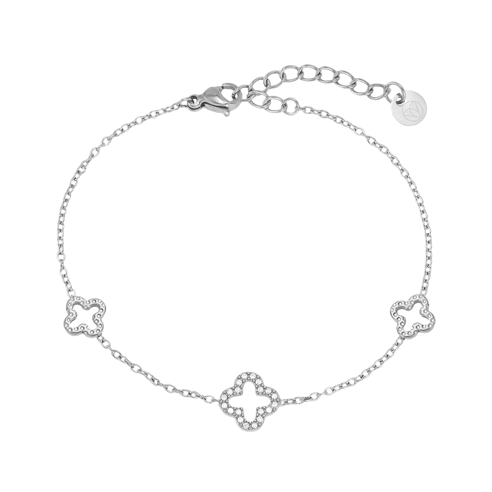 Edelstahl Armband 17cm drei Kleeblatt