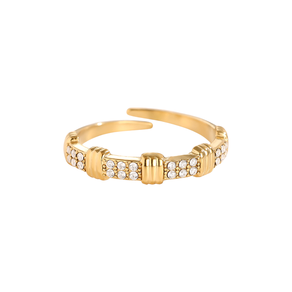 Edelstahl Ring Verstellbarer modernem Design mit Zirkonia  