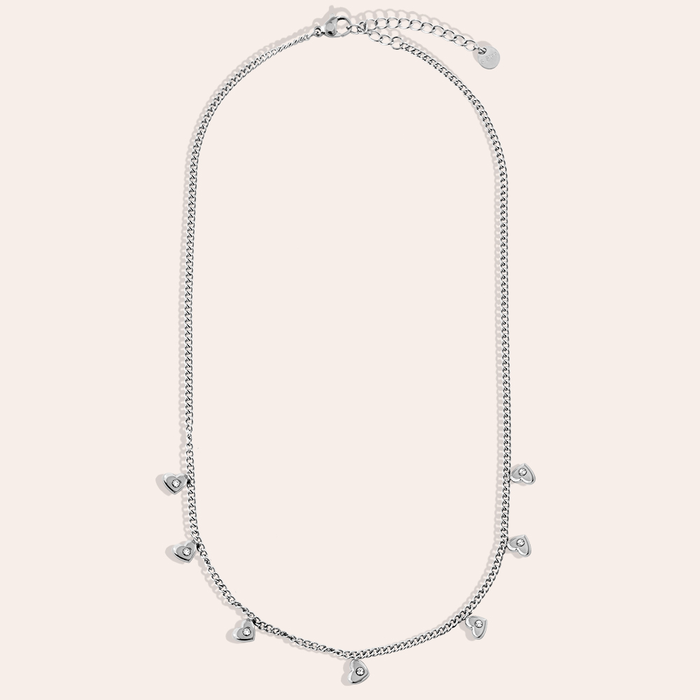 Edelstahl Halskette 41cm Mini Hearts With Diamond