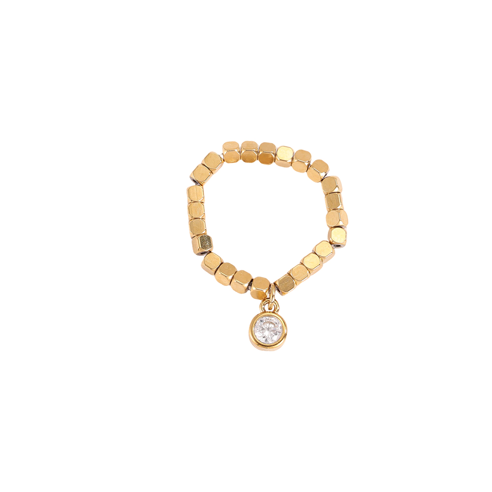 Edelstahl Ring Verstellbarer Elastic quadratischen mit runder Zirkonia
