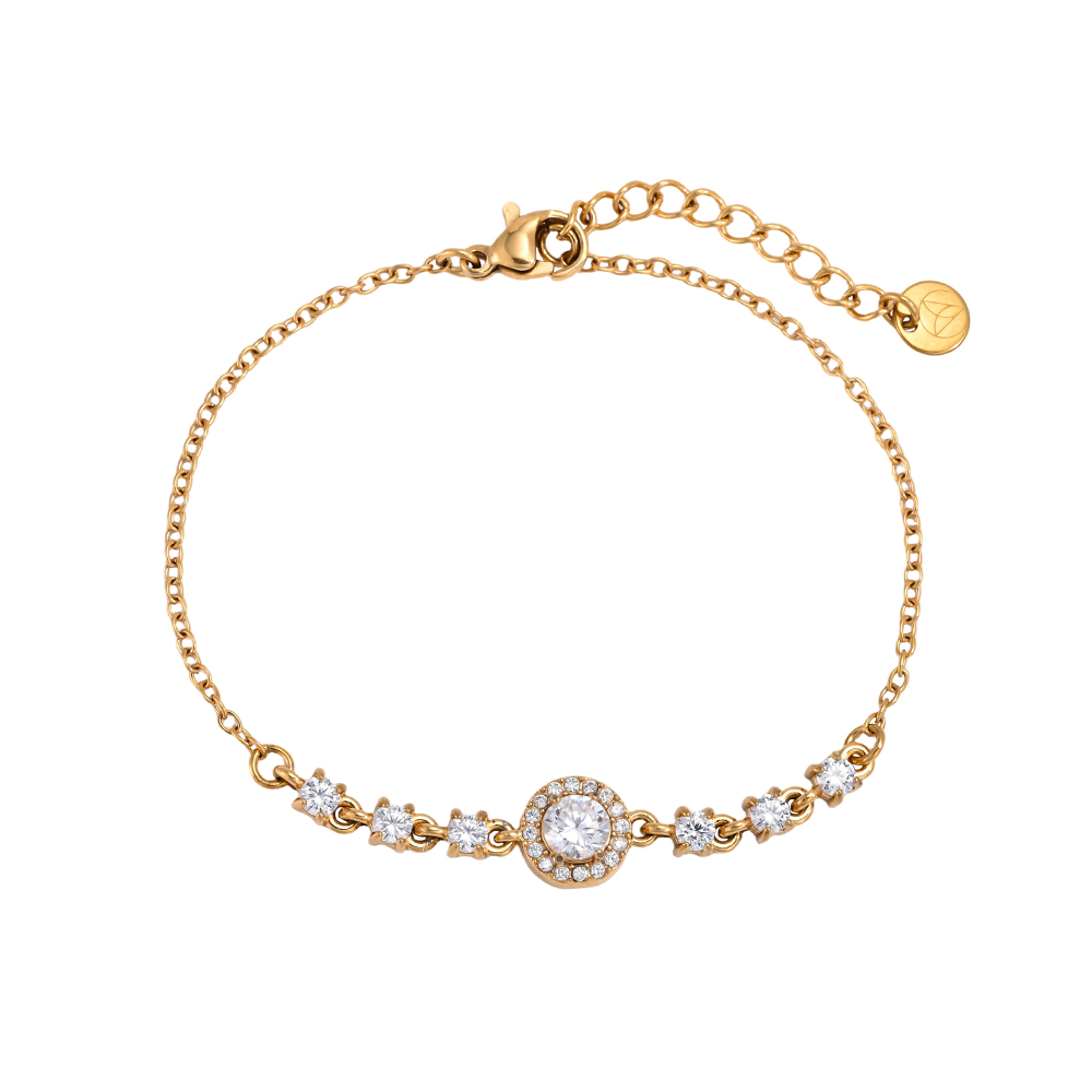 Edelstahl Armband 17cm funkelnde Zirkonia