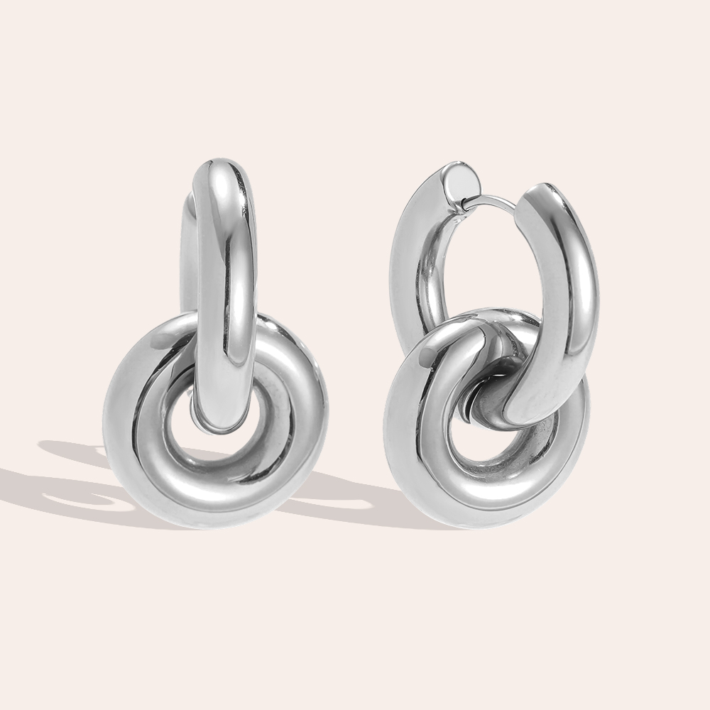 Edelstahl Ohrringe 31mm zwei runde Ringe