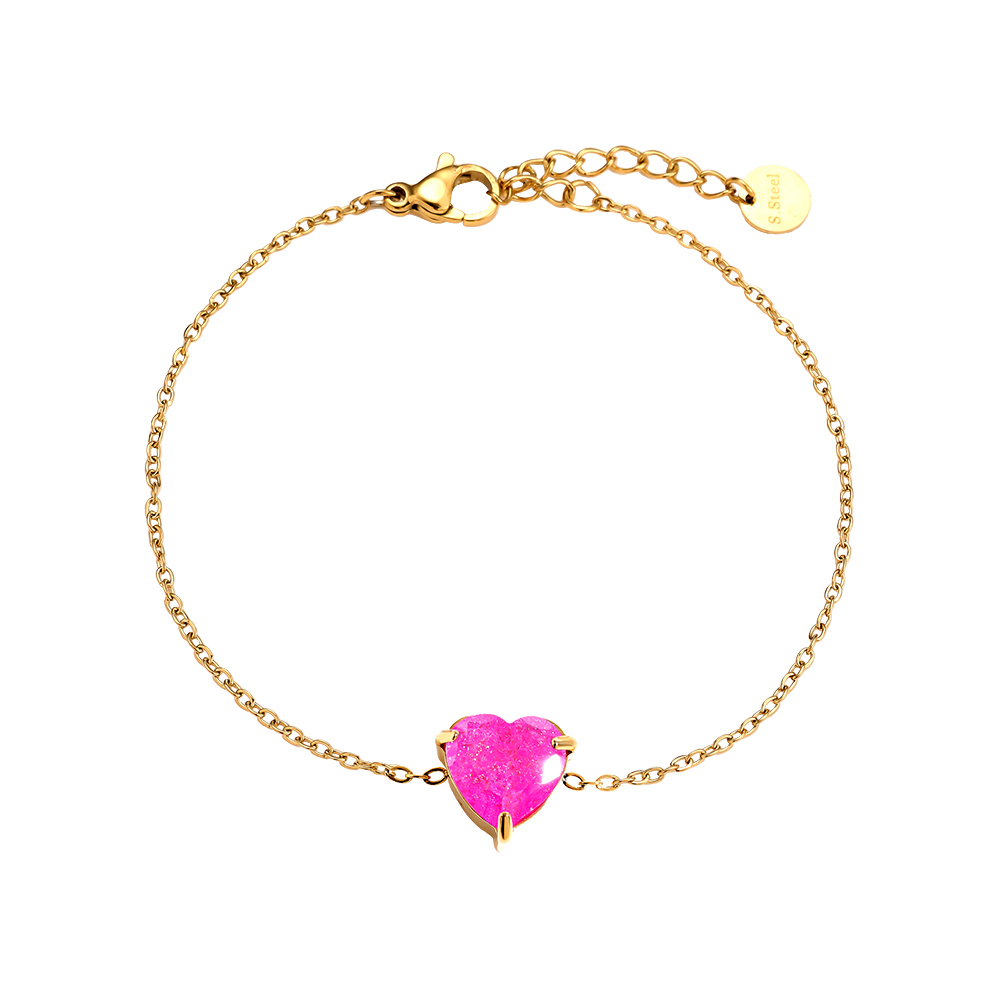 Edelstahl Armband 16cm Multi Color Diamond Heart