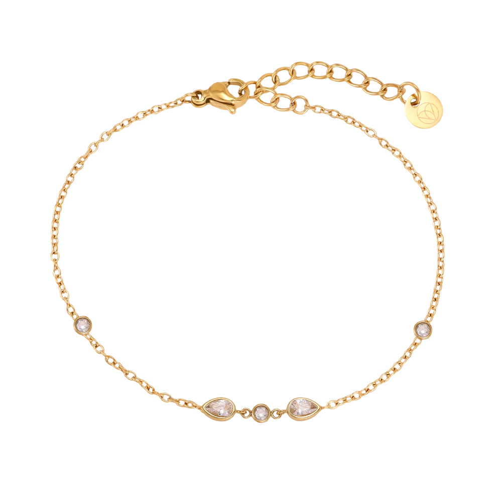 Edelstahl Armband 17cm tropfenförmiger Zirkonia