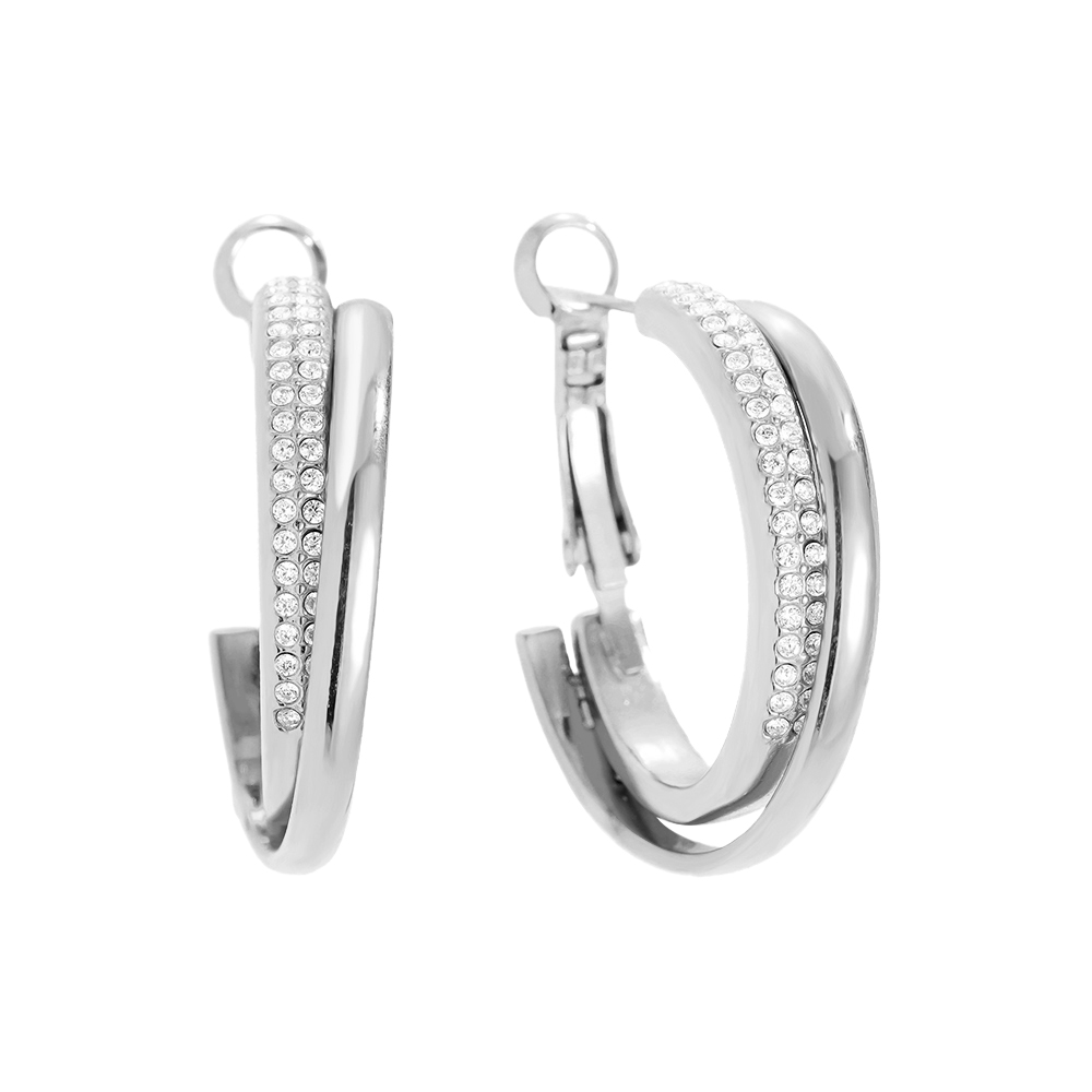 Edelstahl Ohrringe 3cm Fine Diamond Hoop