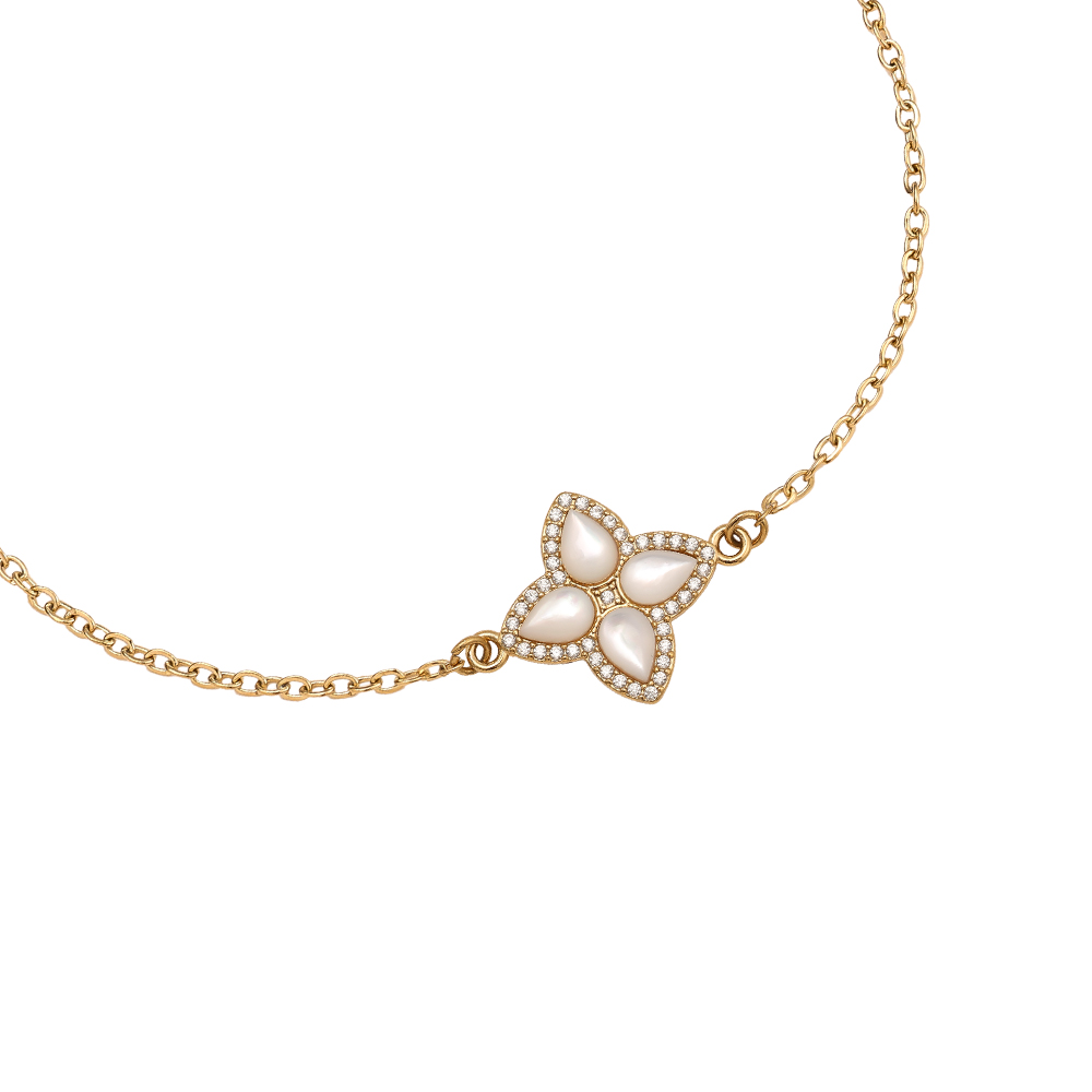 Edelstahl Armkette 15cm Nice Diamond Luckly Flower