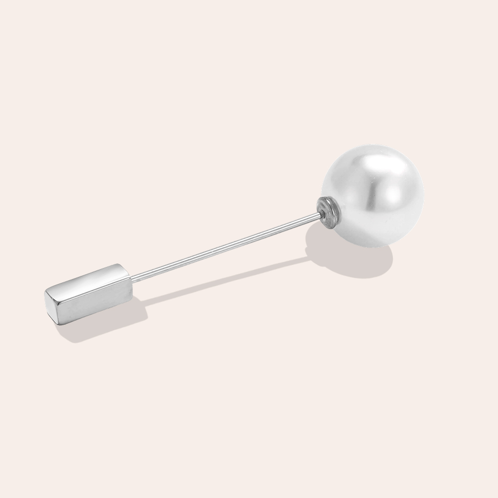 6cm eine Perle Edelstahl Brosche   