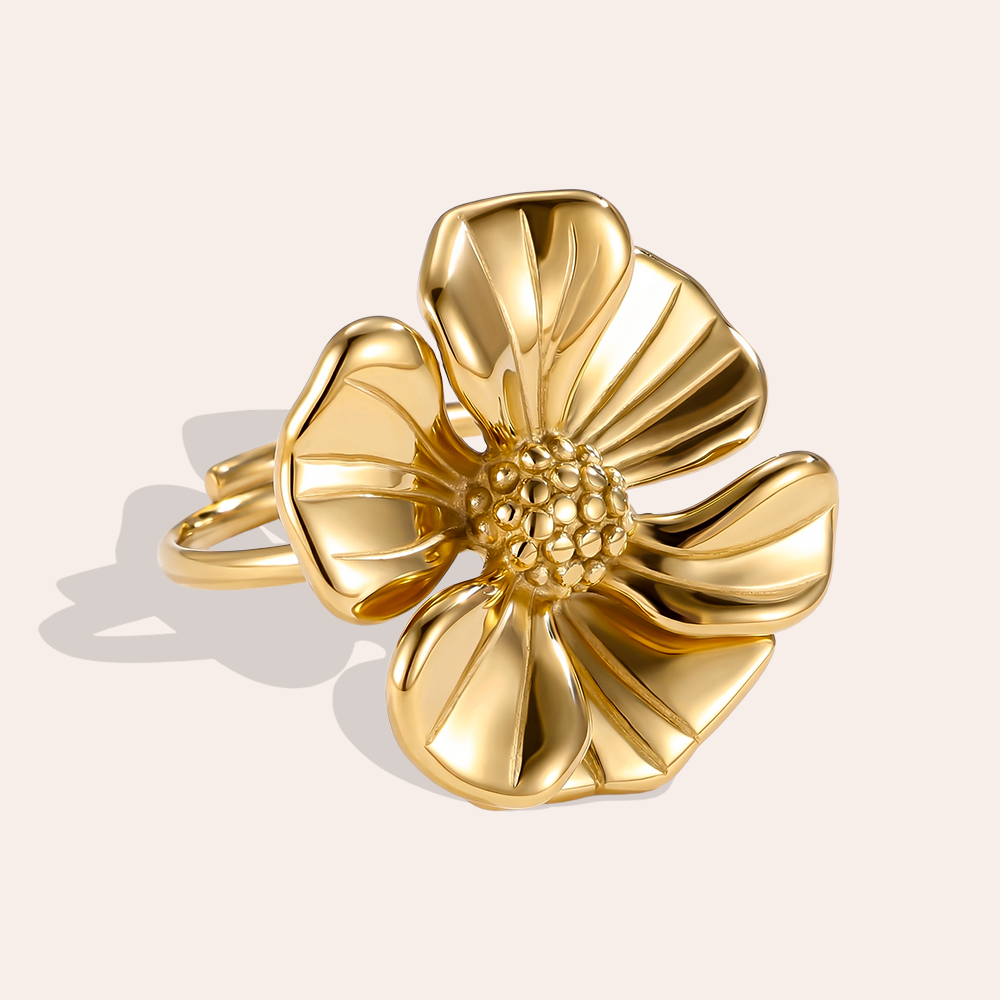 Edelstahl Ring Verstellbarer schöne Blumen