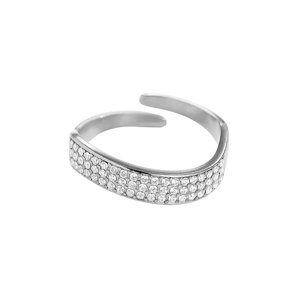 Edelstahl Ring Verstellbar Simple Zirkonia