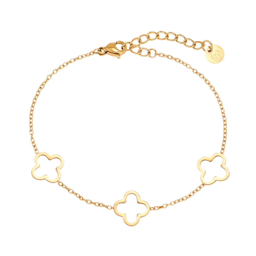 Edelstahl Armband 17cm schlichtes Kleeblatt