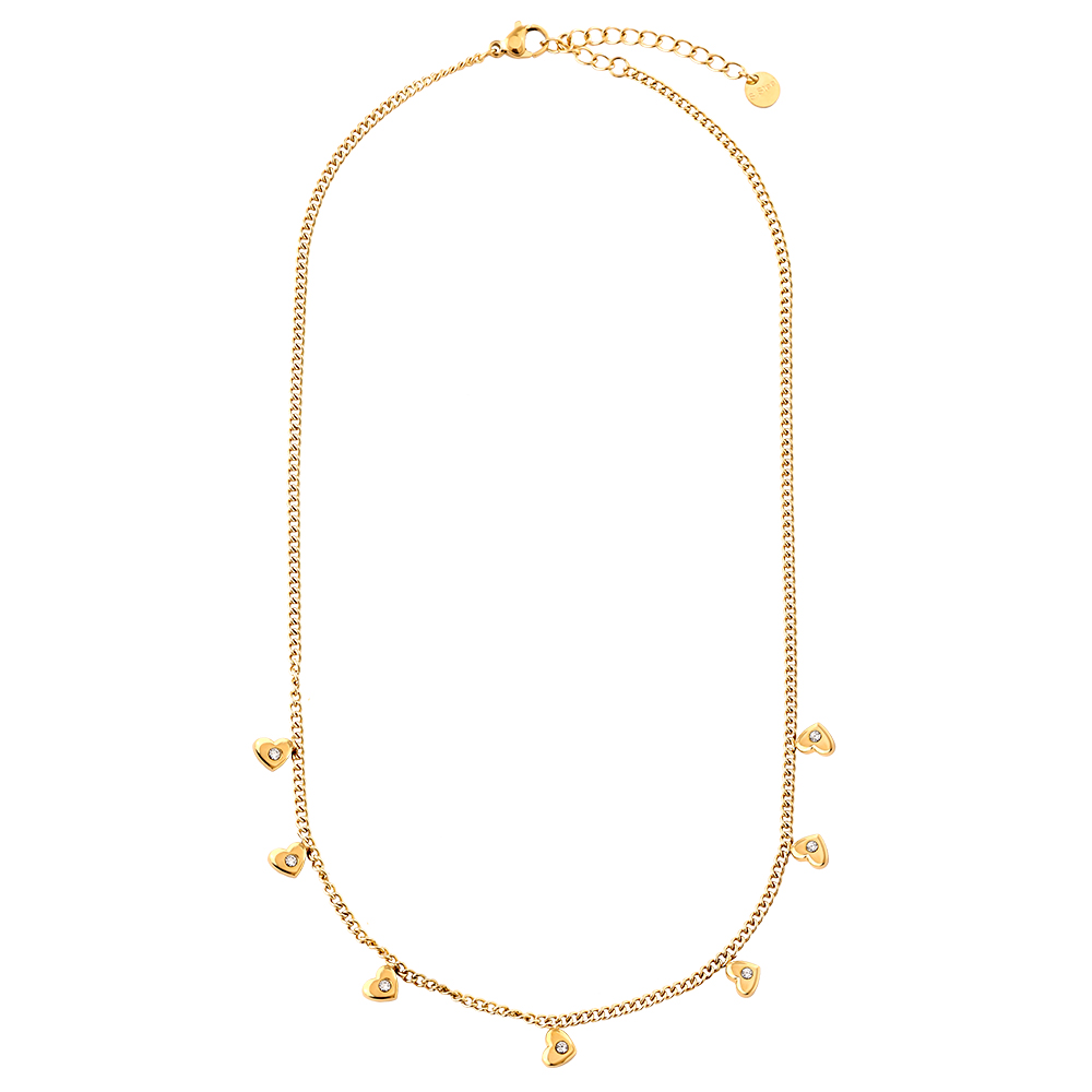 Edelstahl Halskette 41cm Mini Hearts With Diamond
