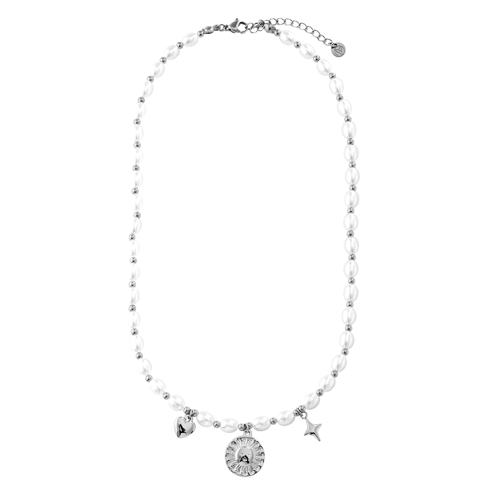 Edelstahl Halskette 40cm Pearl Chain With Charms
