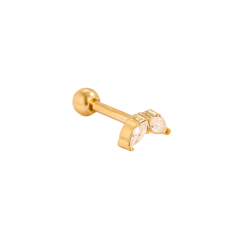 Edelstahl Piercing 6mm Mini Diamond Leaf