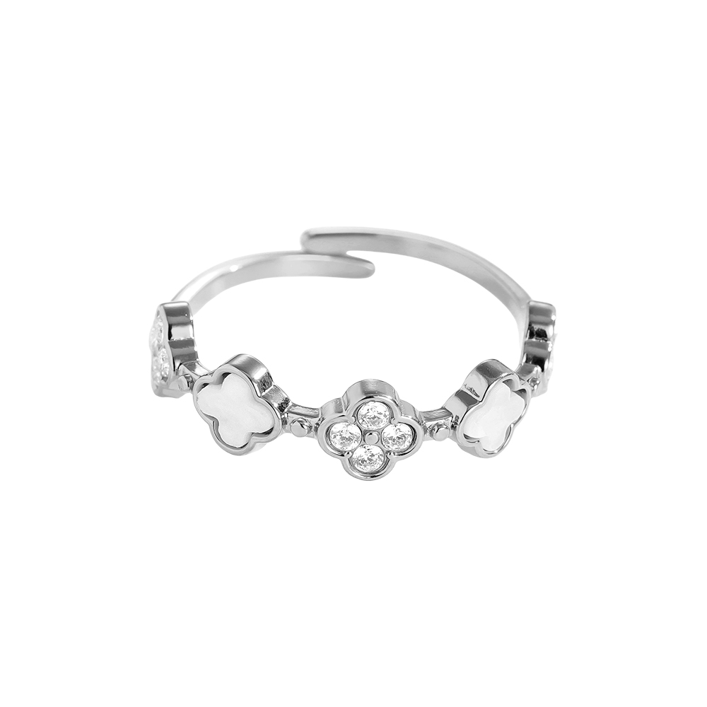 Edelstahl Ring Diamond Lucky Flower And Shell Flower