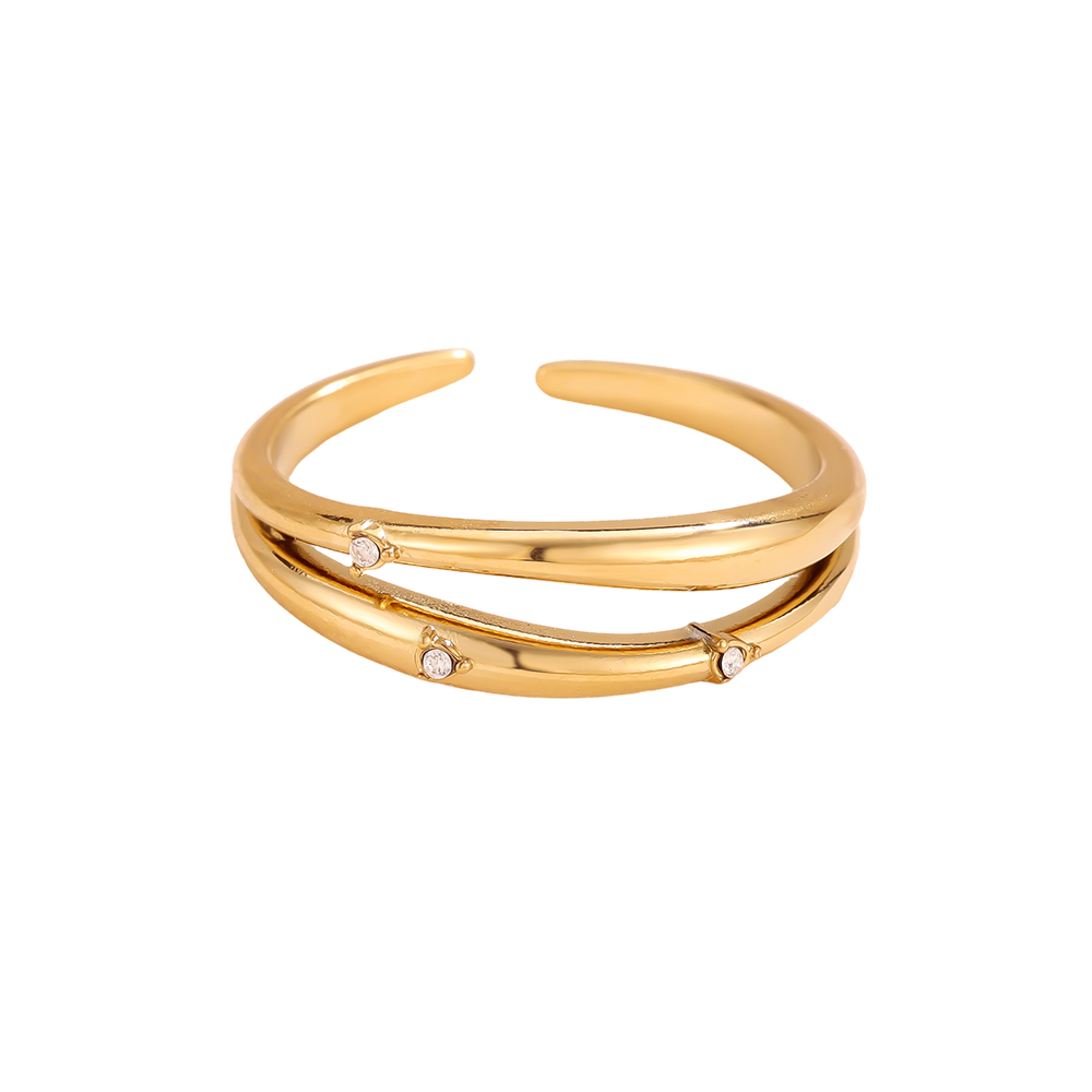 Edelstahl Ring Verstellbarer Doppel Zirkonia