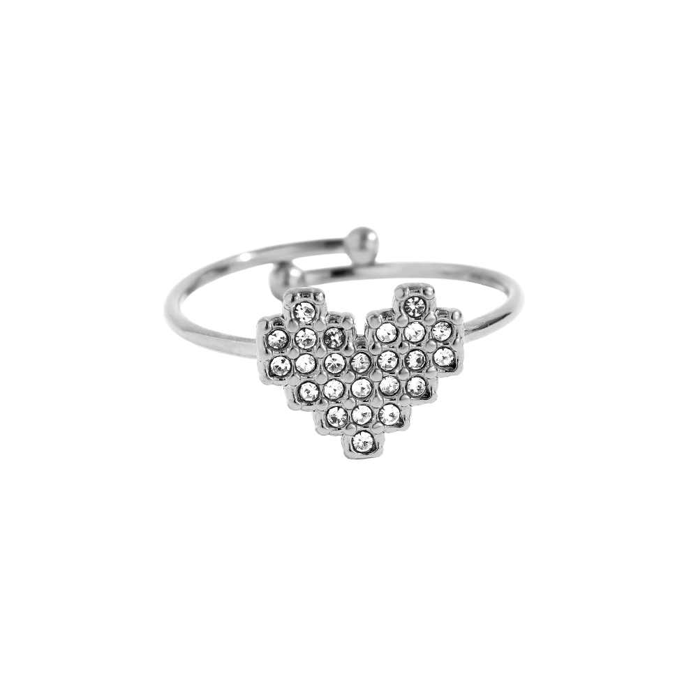 Edelstahl Ring Glory Heart Diamond