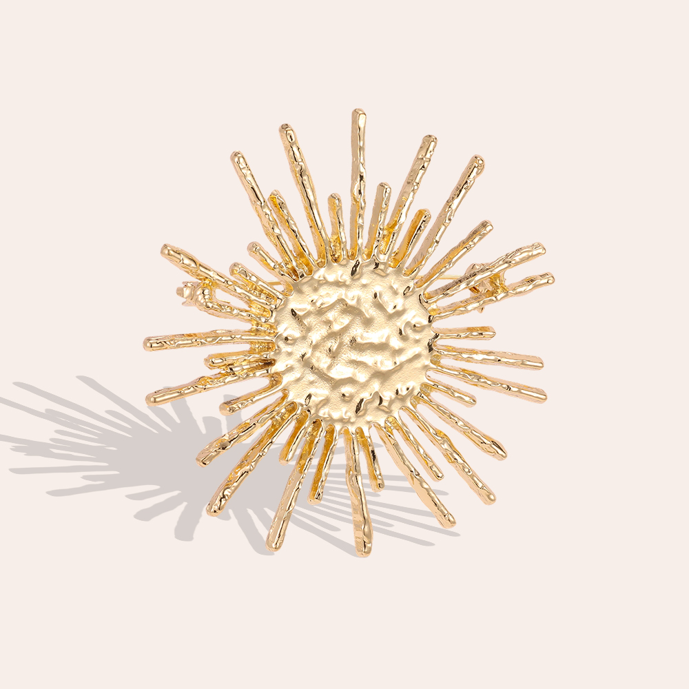 6.5cm goldene Sonne Brosche 