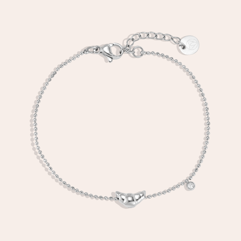 Edelstahl Armband 17cm Mini Crossant Zirkonia
