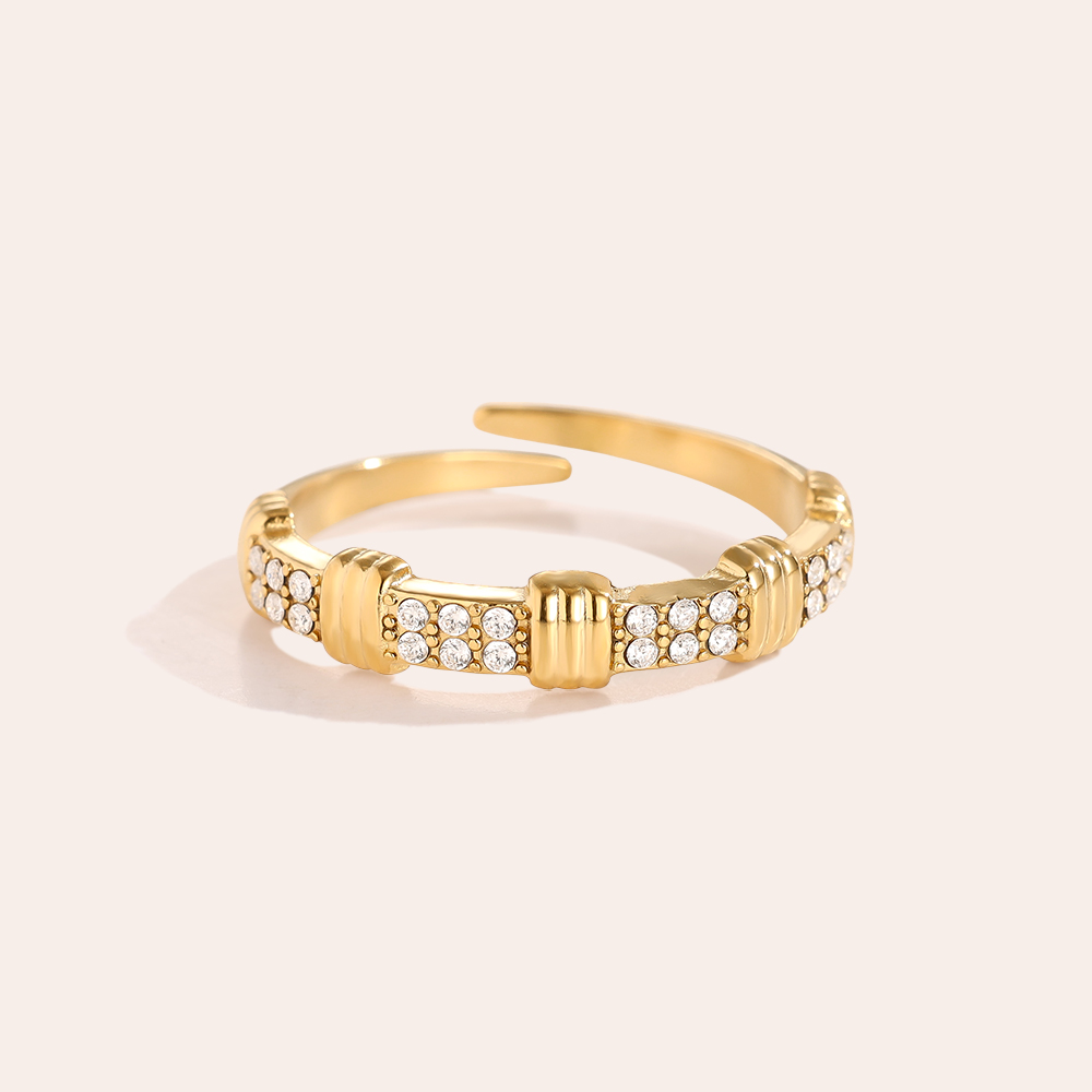 Edelstahl Ring Verstellbarer modernem Design mit Zirkonia  