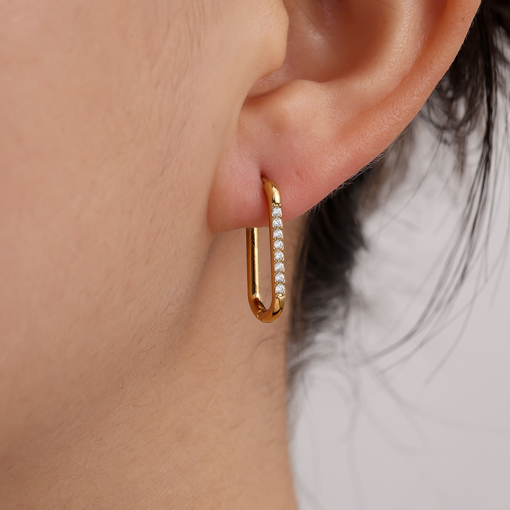 Edelstahl Ohrringe 2cm Simple Diamond Hoop