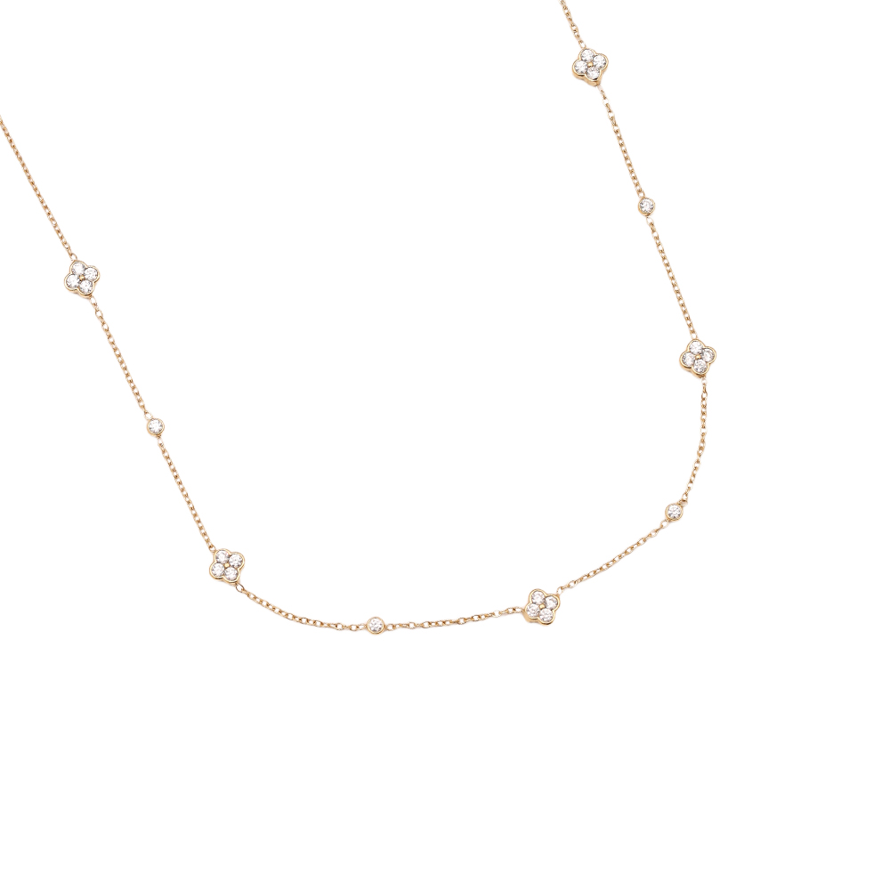 Edelstahl Halskette 43cm Small Diamond Flower