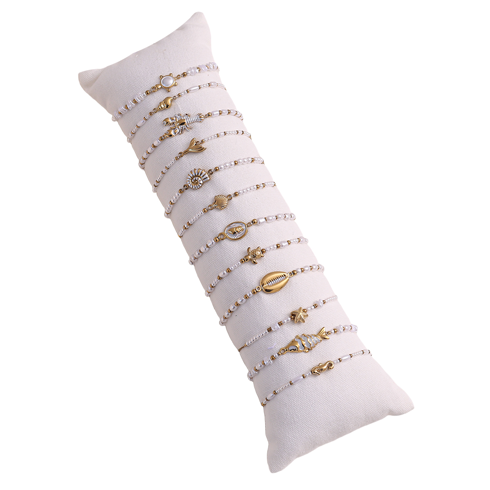  Edelstahl Armband Set 12er 17cm Muschel Perlen