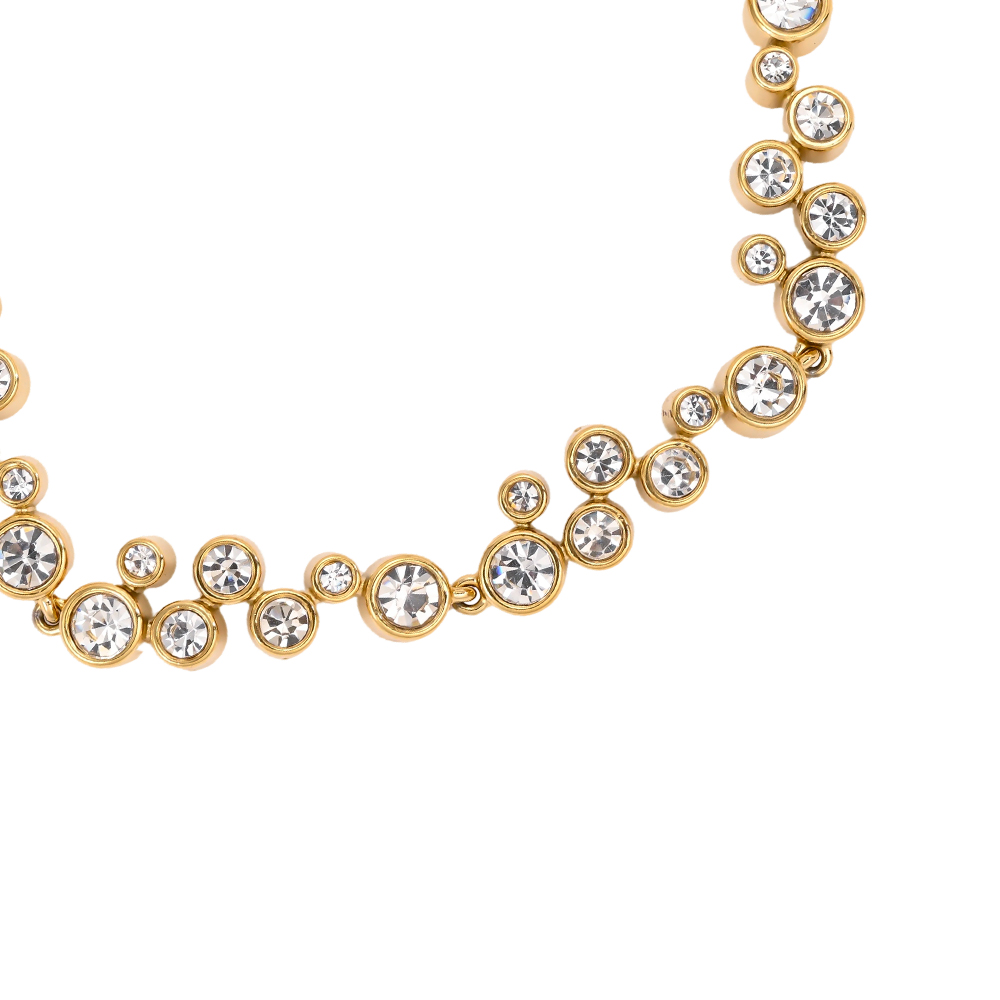 Edelstahl Armband 17cm Viele runde Zirkonia