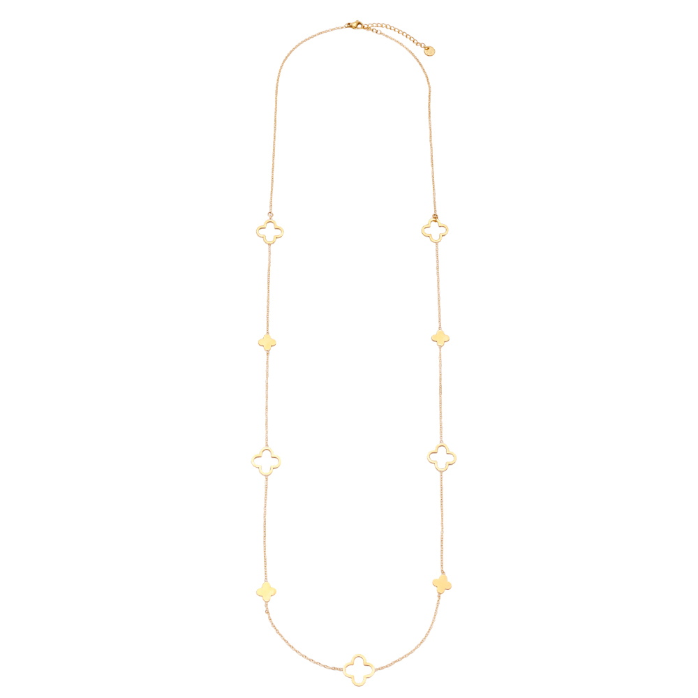 Edelstahl Halskette 80cm einige besondere schlichtes Kleeblatt  