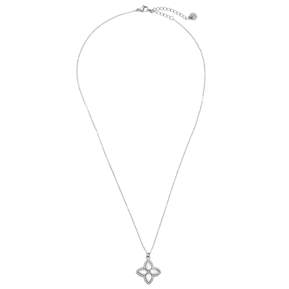 Edelstahl Halskette 40cm Nice Diamond Luckly Flower