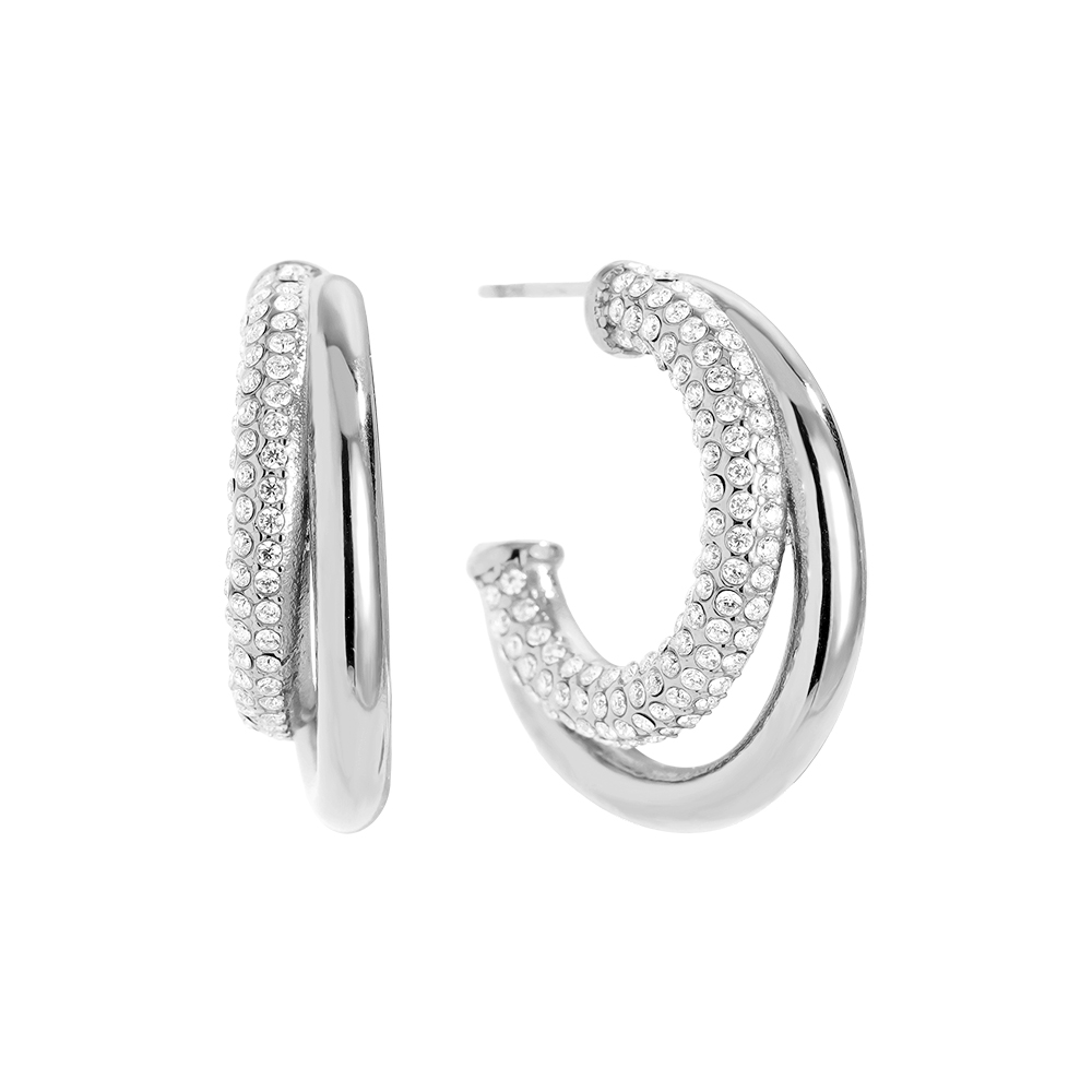 Edelstahl Ohrringe 35mm Fine Diamond Hoop