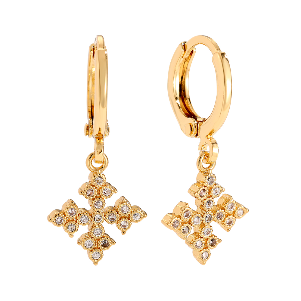 Vergoldete Ohrringe 2.6cm Diamond Cross