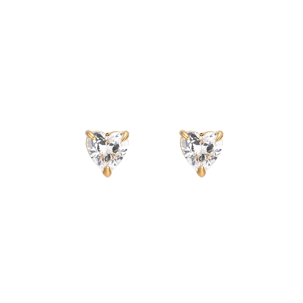 Edelstahl Ohrringe 5.8mm Zirkonia Herz
