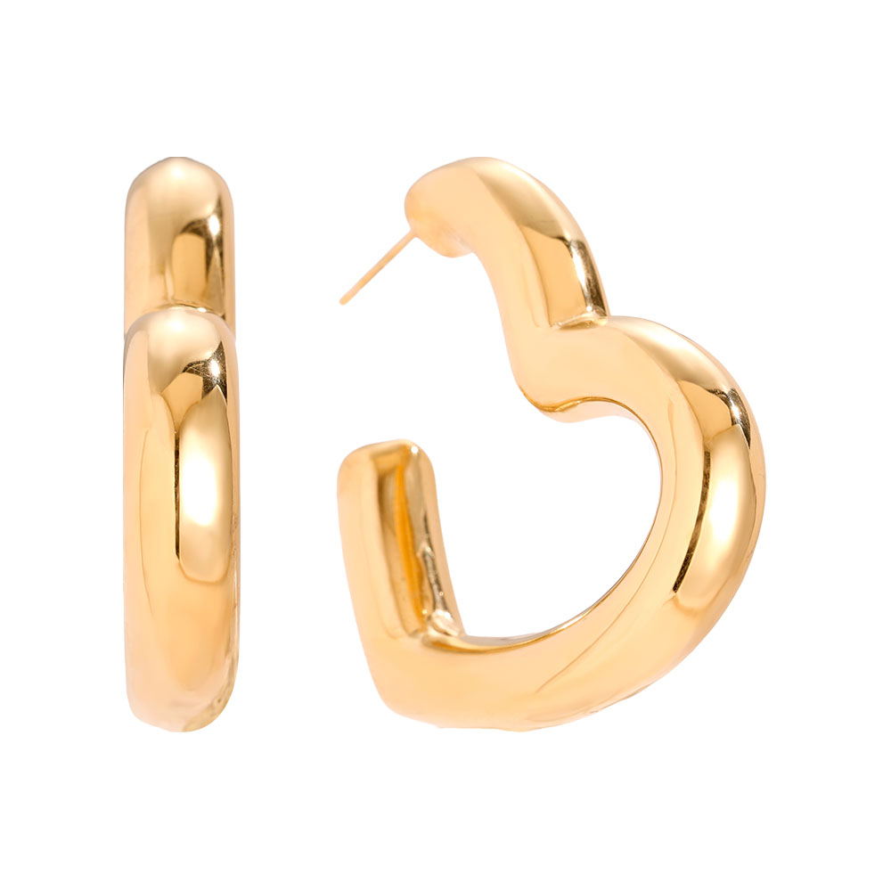 Edelstahl Ohrringe 4cm Great Heart Hoop