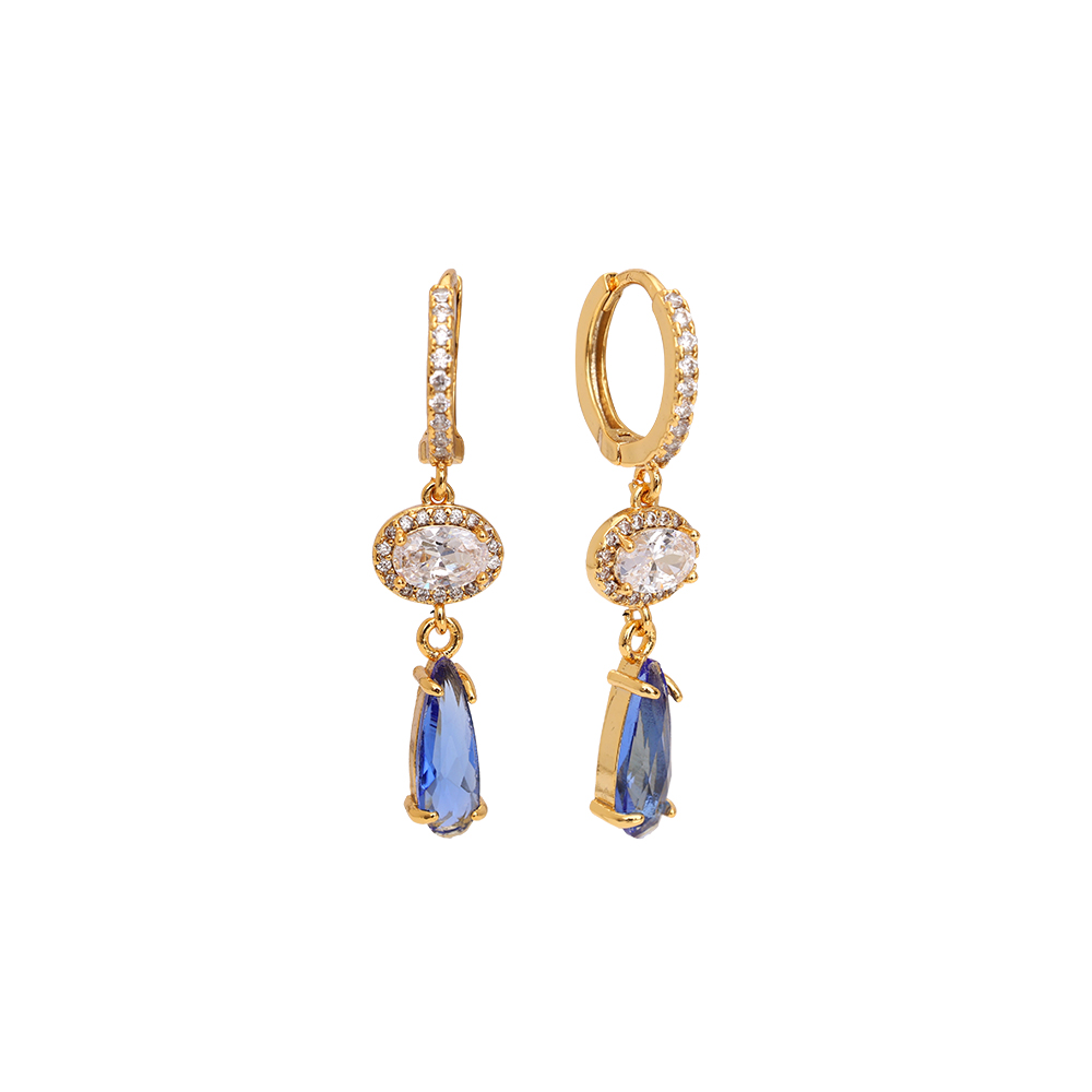 Vergoldete Ohrringe Blue Drop Tear