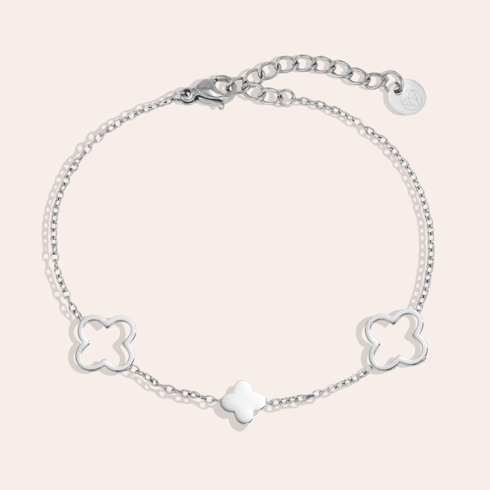 Edelstahl Armband 17cm drei schlichtes Kleeblatt  