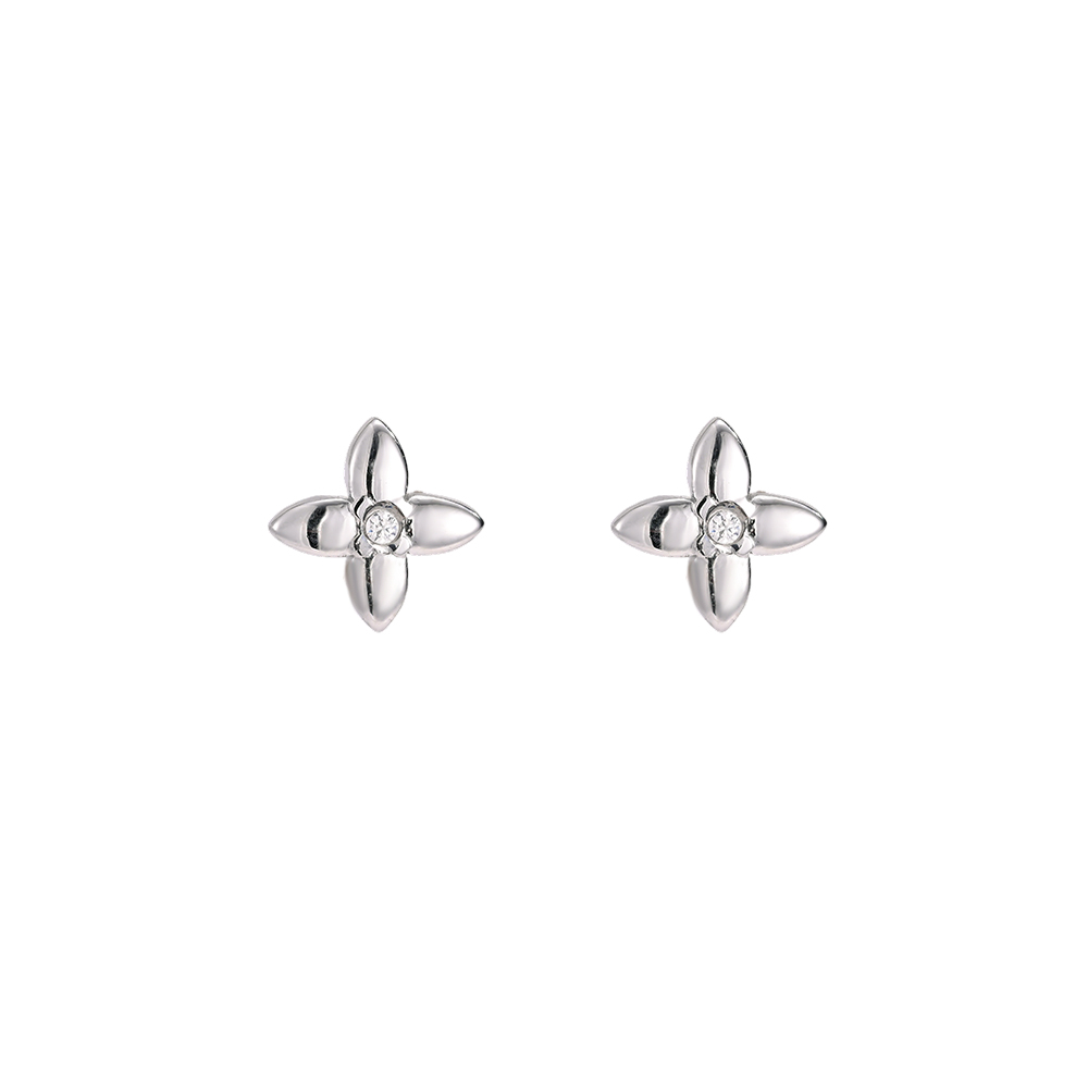 Edelstahl Ohrringe 5.6mm Zirkonia Kleeblatt