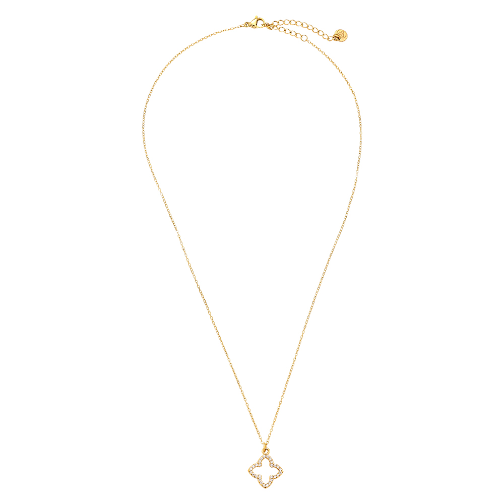 Edelstahl Halskette 40cm Classic Diamond Lucky Flower