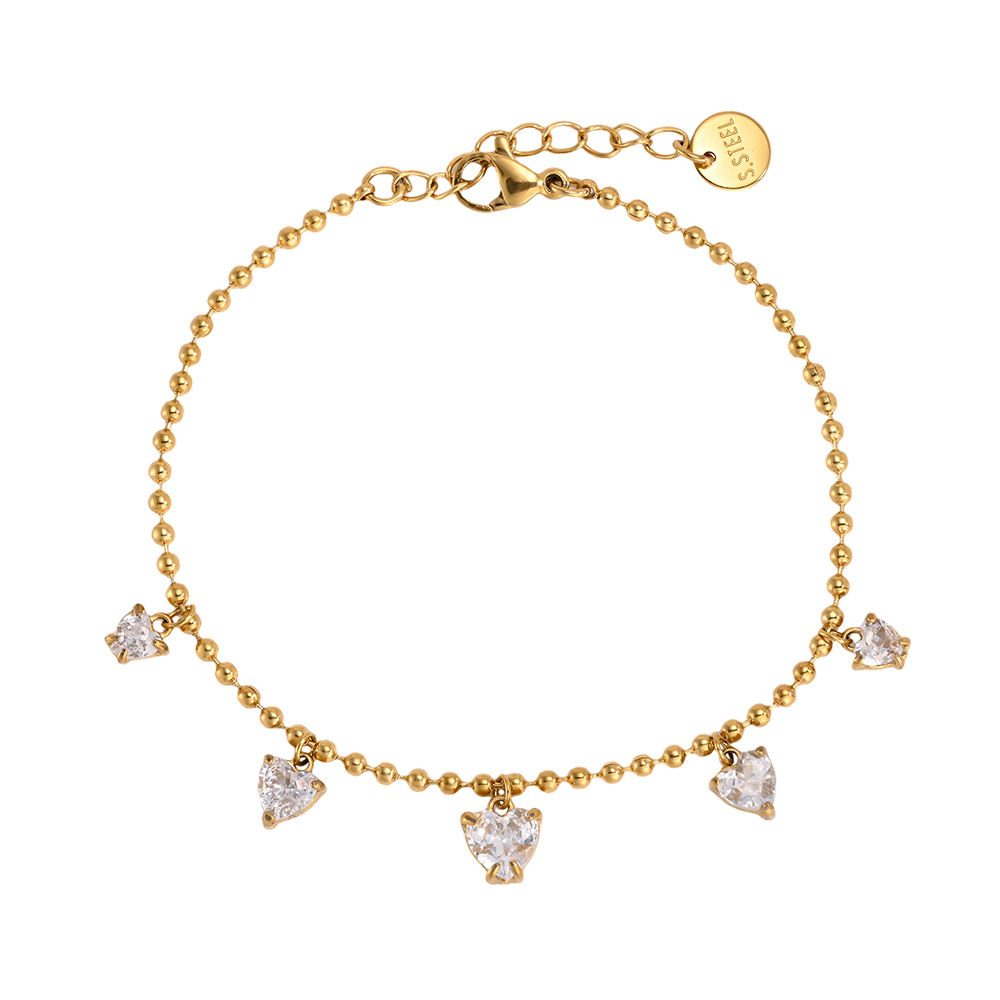 Edelstahl Armband 17cm funkelnde Zirkonia Herz