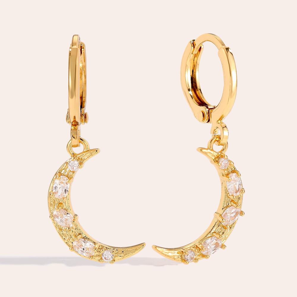 Vergoldete Ohrringe 3cm Diamond Moon